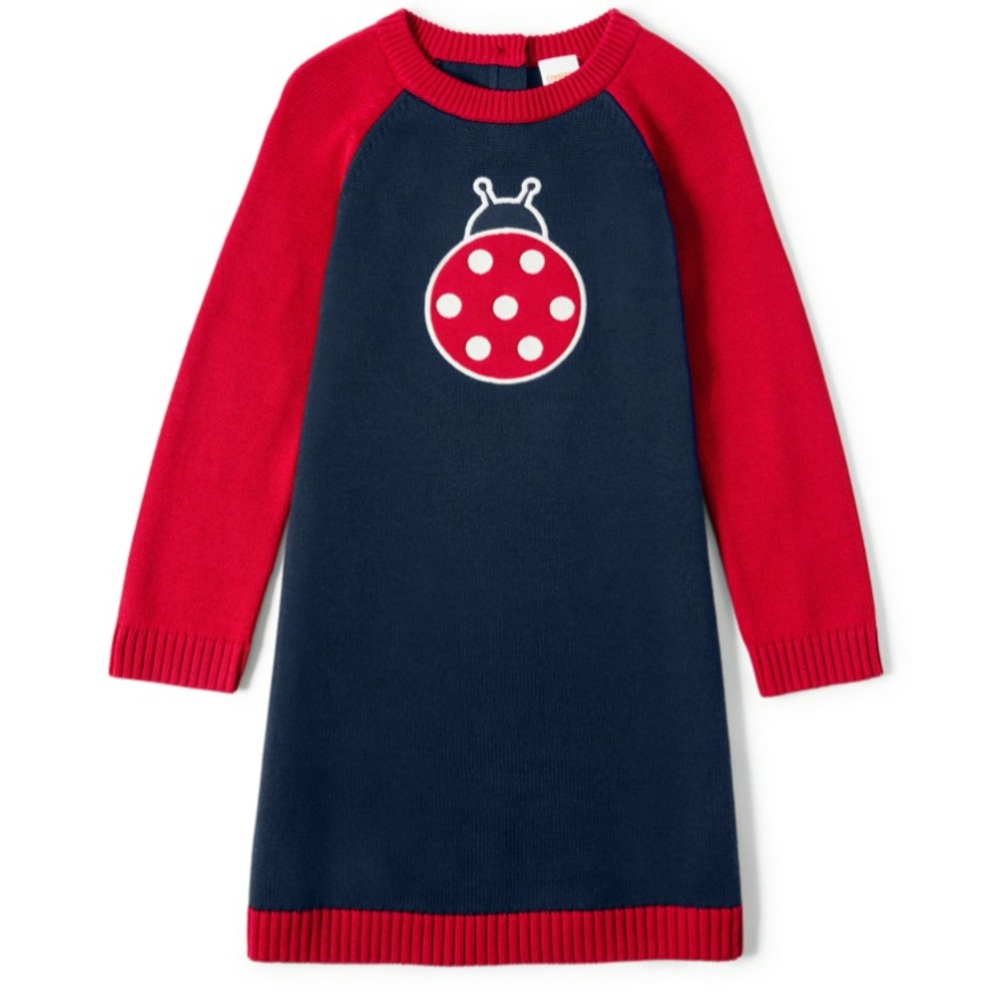 New Gymboree Sweater Dress 4T Little Ladybug Navy Red Long Sleeve